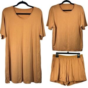 Organic Basics 3-Piece Set Boxy Tee Tencel Lite Dress and Shorts Size Medium